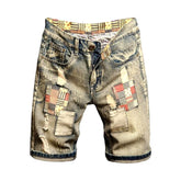 Shorts vaqueros rotos con bordado vintage